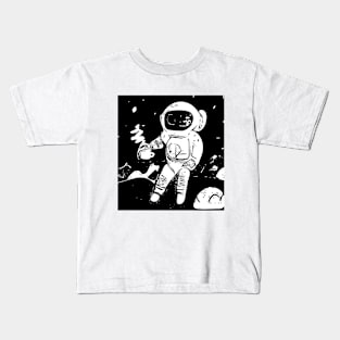 Sippin' Coffee in Space Man Kids T-Shirt